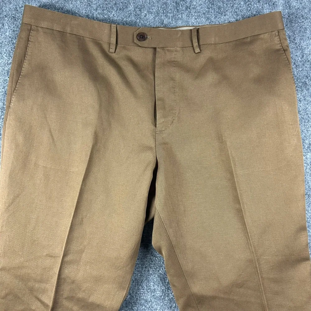 Banana Republic Dress Pants Mens 42R Brown Italian Fabric Emmetex Cotton Linen